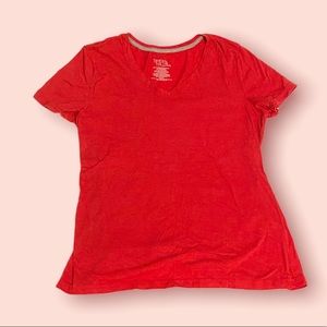 Red V Neck Short Sleeve Tee